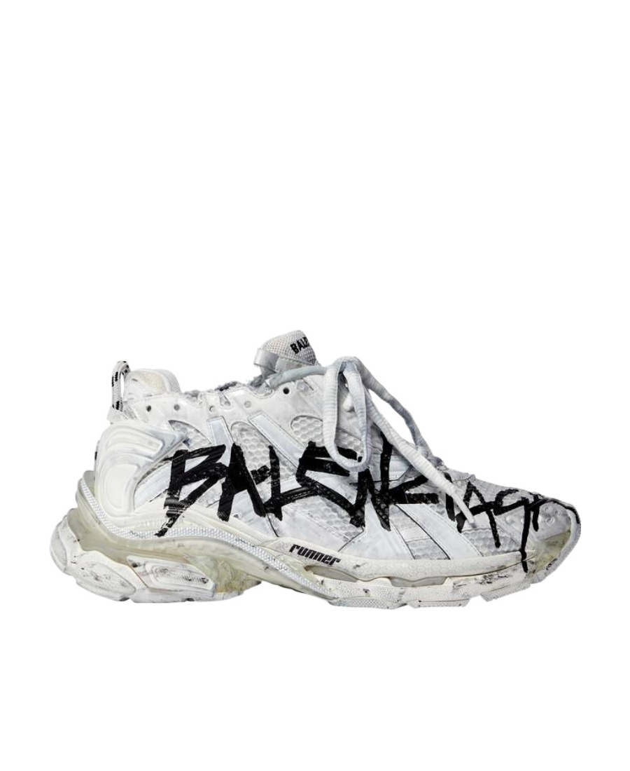 Balenciaga Runner Graffiti Sneakers In White