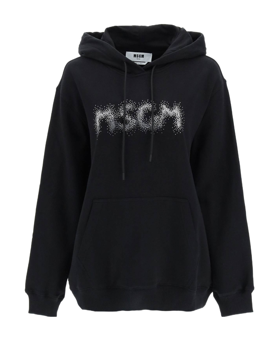 Msgm Logo Hooded Sweater In Black