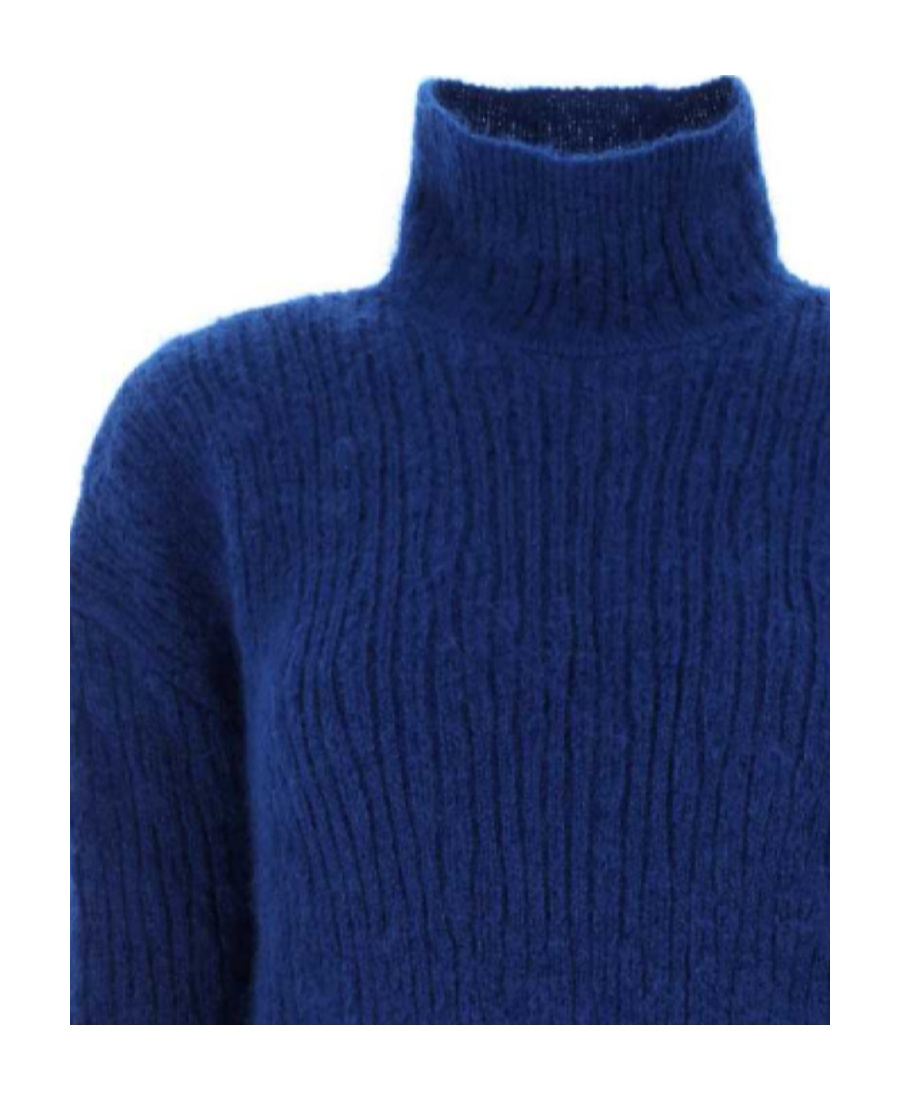 Saint Laurent Cashmere And Wool-blend Turtleneck Sweater In Blue