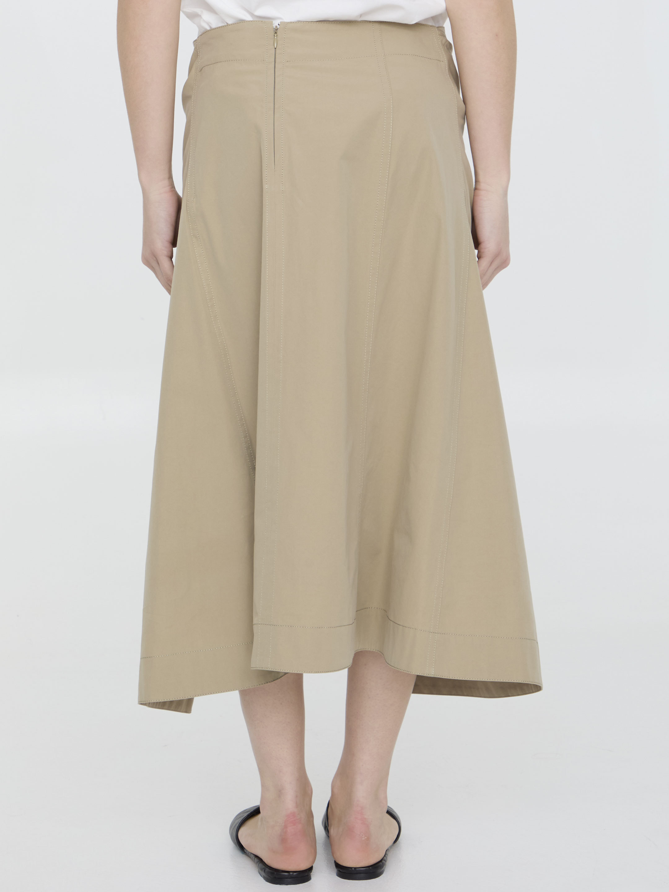 Shop Bottega Veneta Knot-detail Midi Skirt In Nude