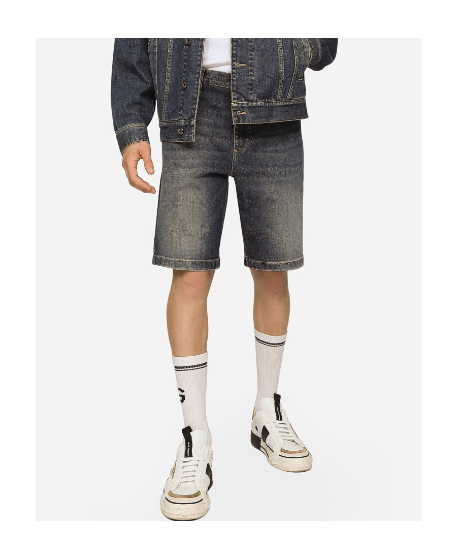 Dolce & Gabbana Faded-effect Denim Shorts In Black