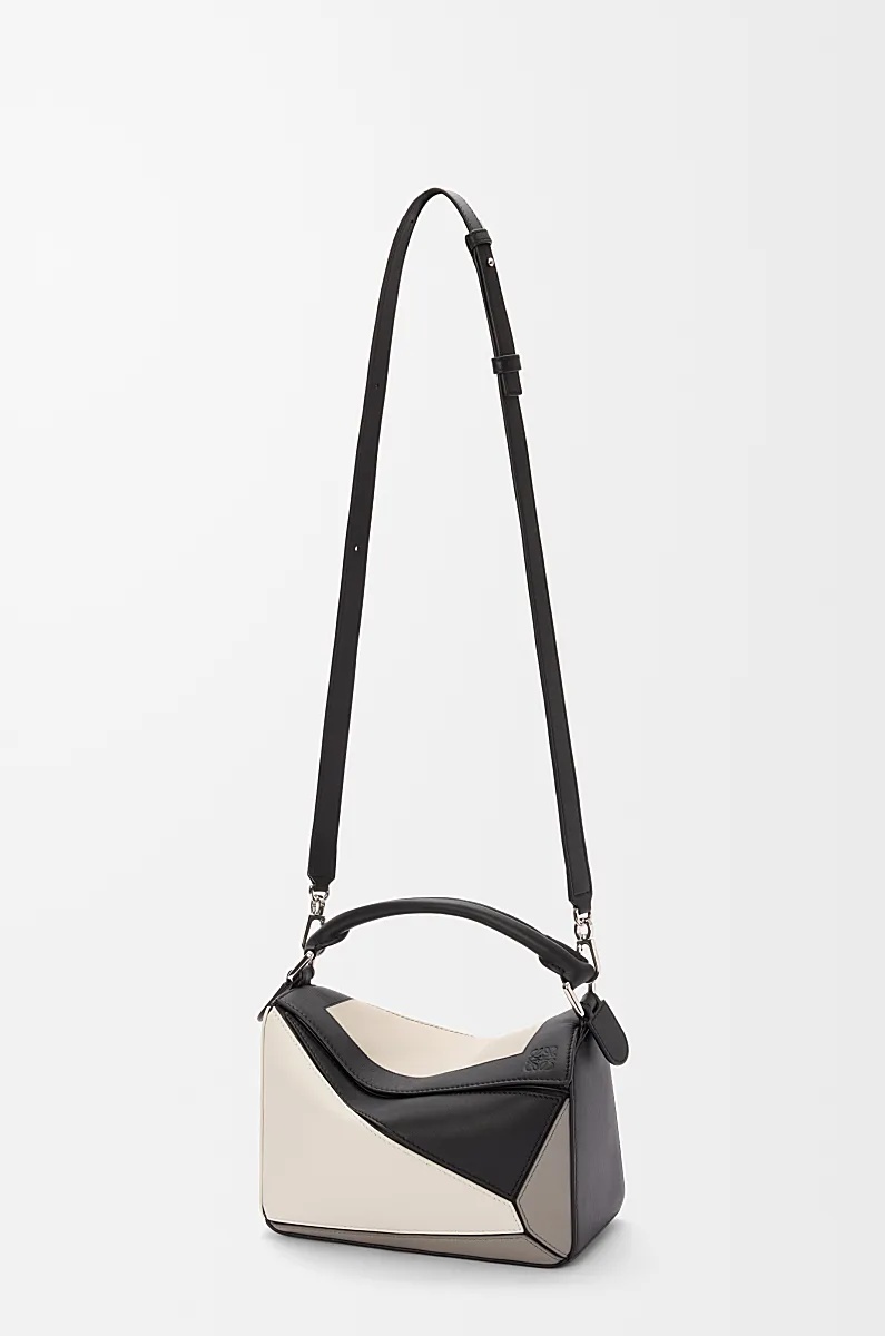Loewe Small Napa Cowhide Puzzle Shoulder Bag In Black