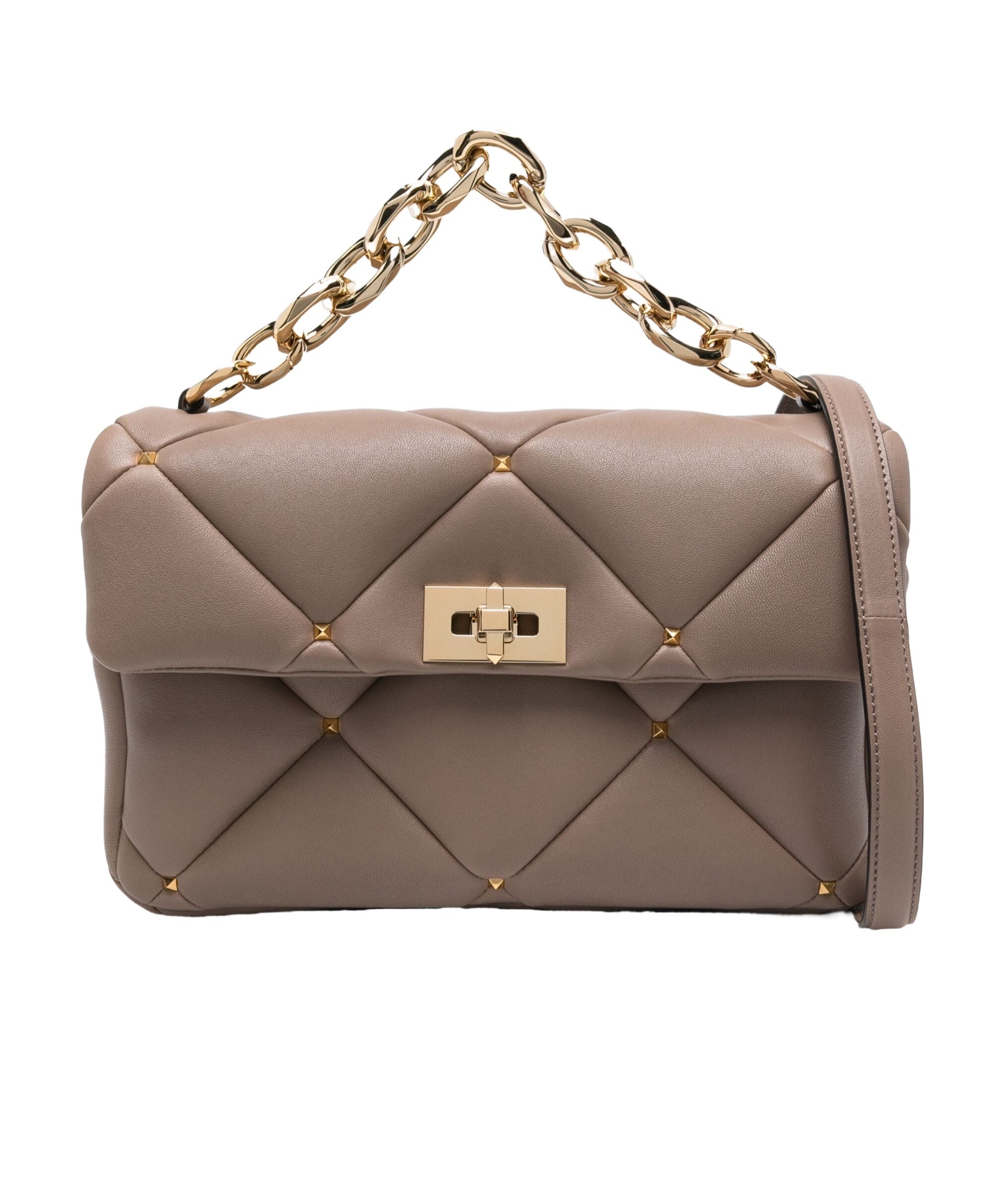 Valentino Logo Shoulder Bag In Brown