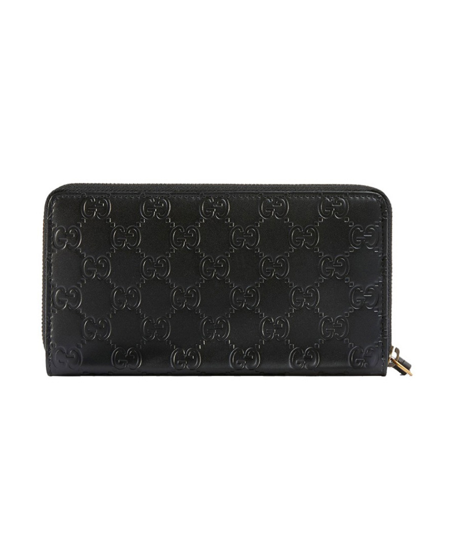 Gucci Cat Head Inlaid Zipper Wallet In Black