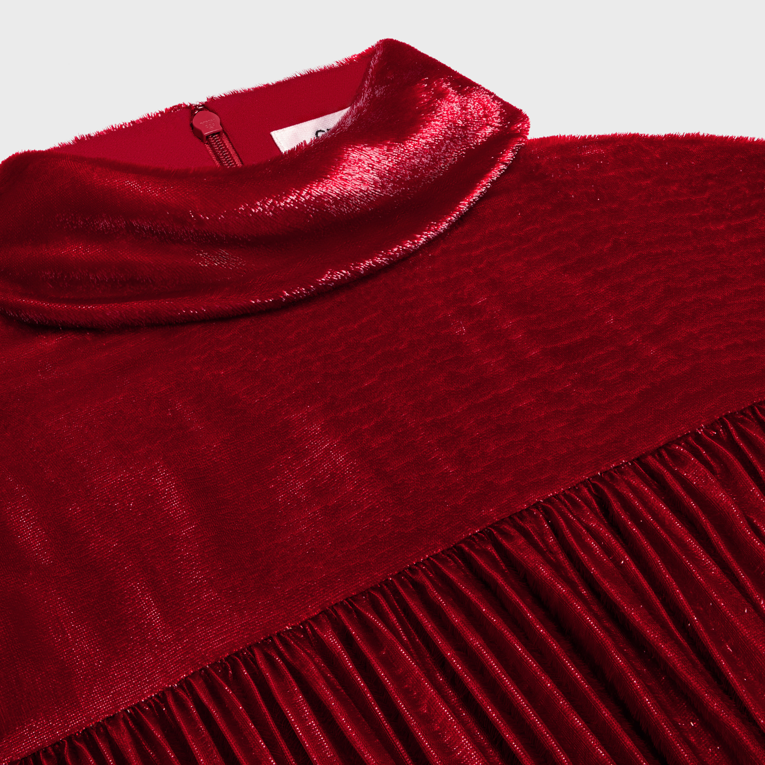 Celine Gathered Mini Dress In Flowing Velvet Lamé