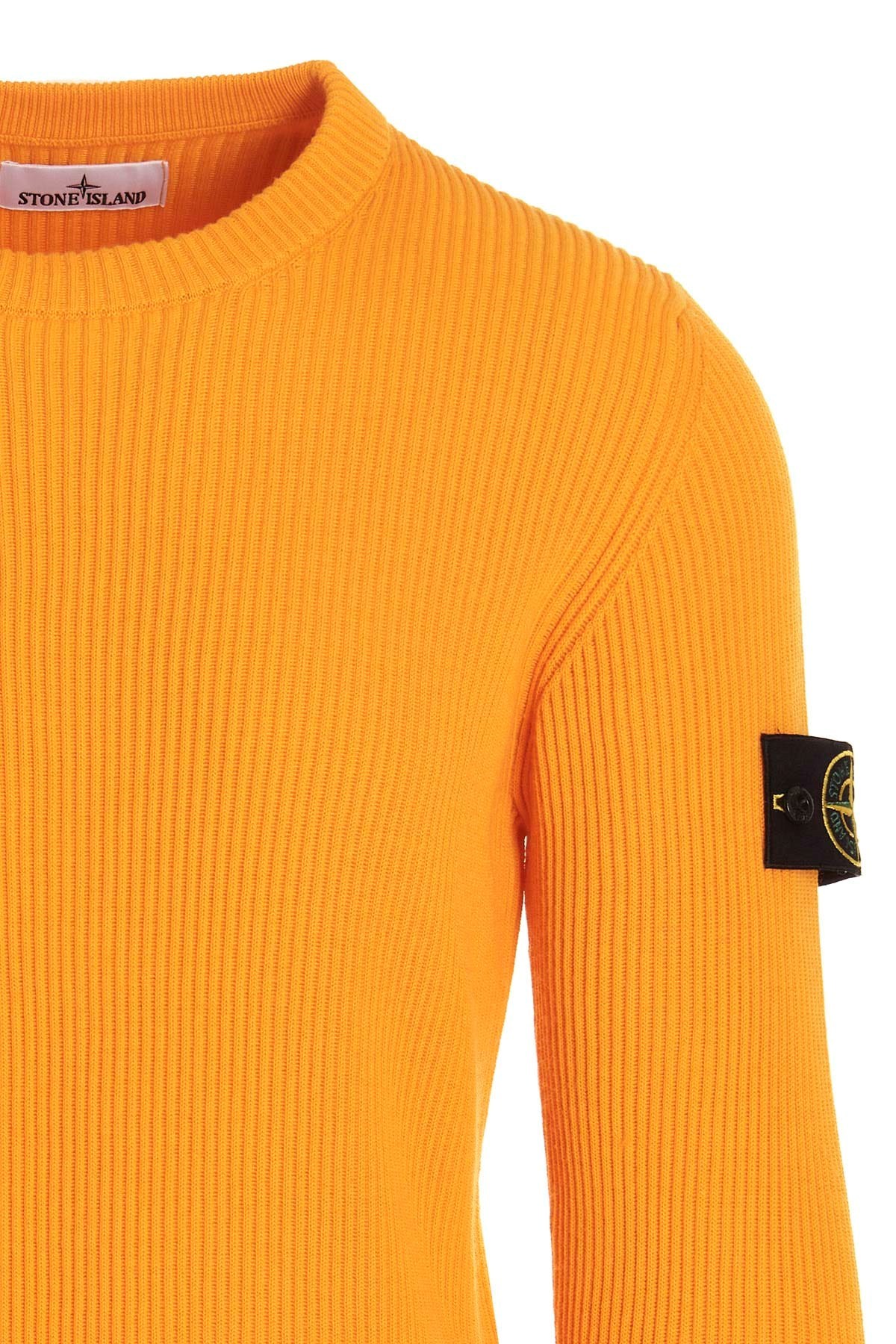 Stone Island Compass-patch Crew-neck Jumper In Yellow