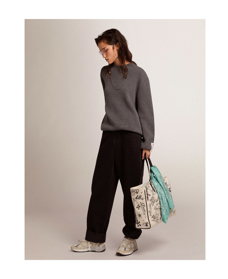 Golden Goose Dany Ribbed Crewneck Sweater In Black