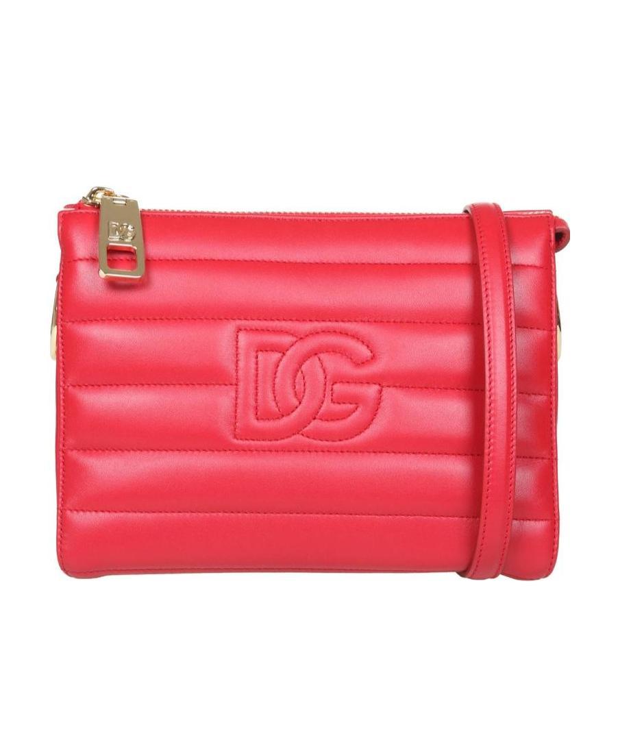 Dolce & Gabbana Stitched-logo Detail Clutch Bag In Red
