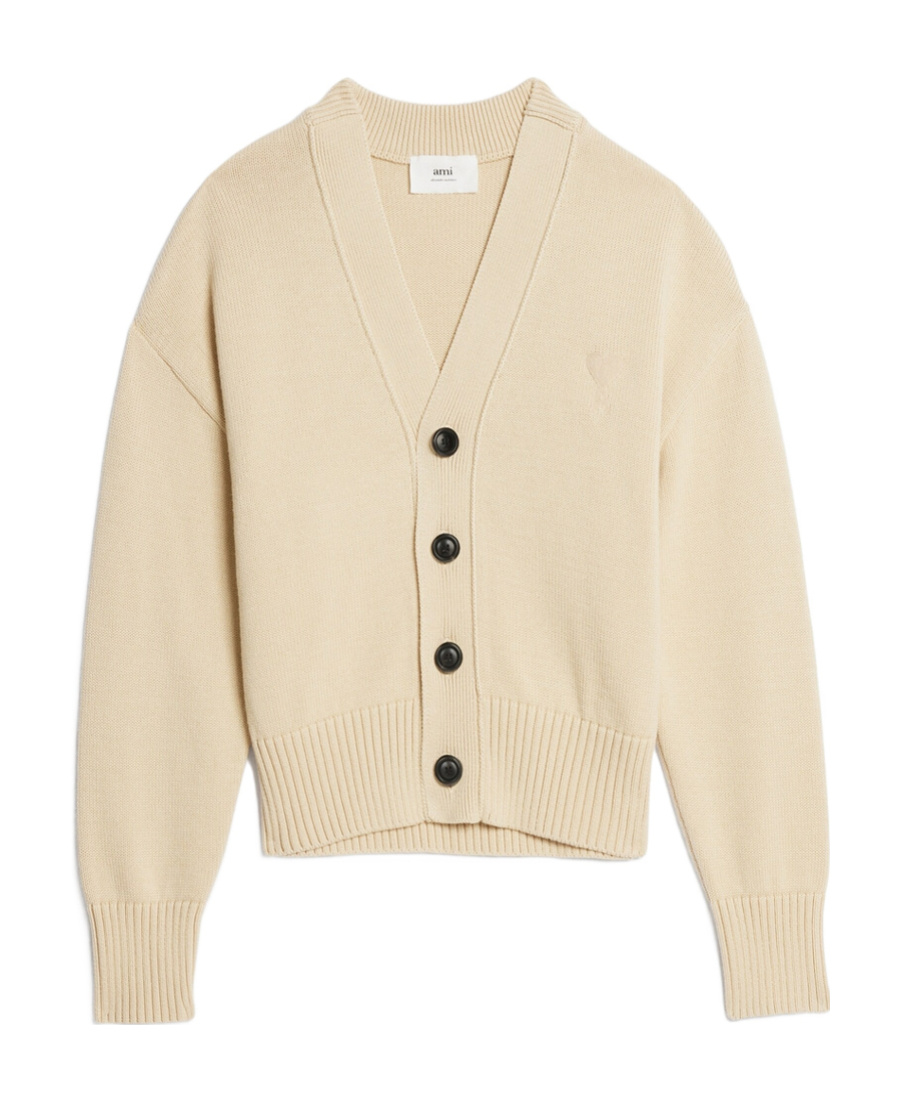 Ami Alexandre Mattiussi Ami De Coeur Button-up Cardigan In Nude