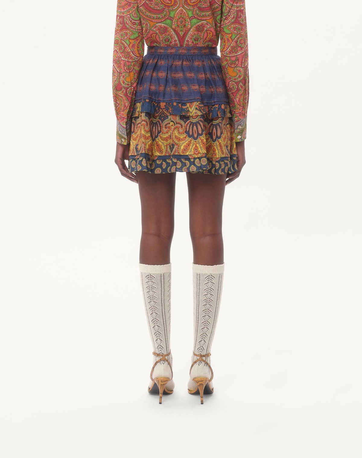Shop Valentino Skirt In Lino Paisley Medaglioni Voyage Imaginaire In Multicolor