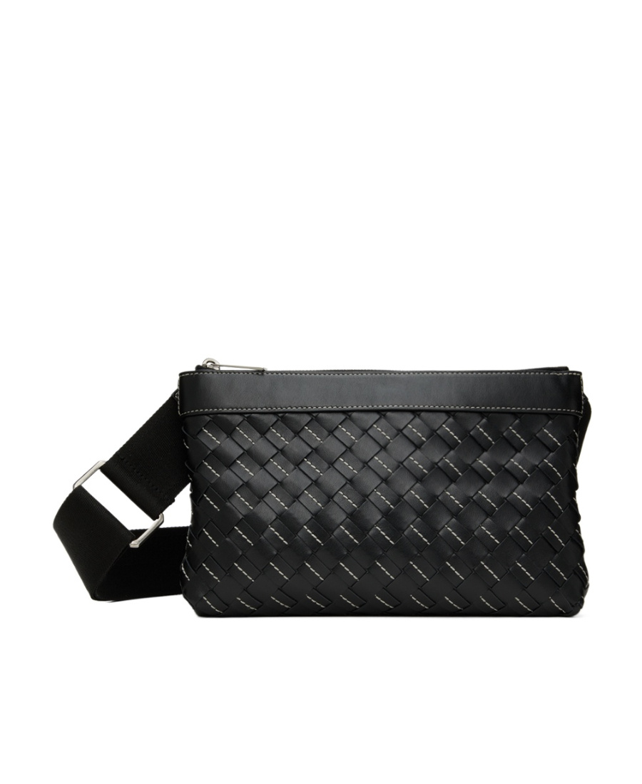 Bottega Veneta Intreciato Knitted Shoulder Bag In Black