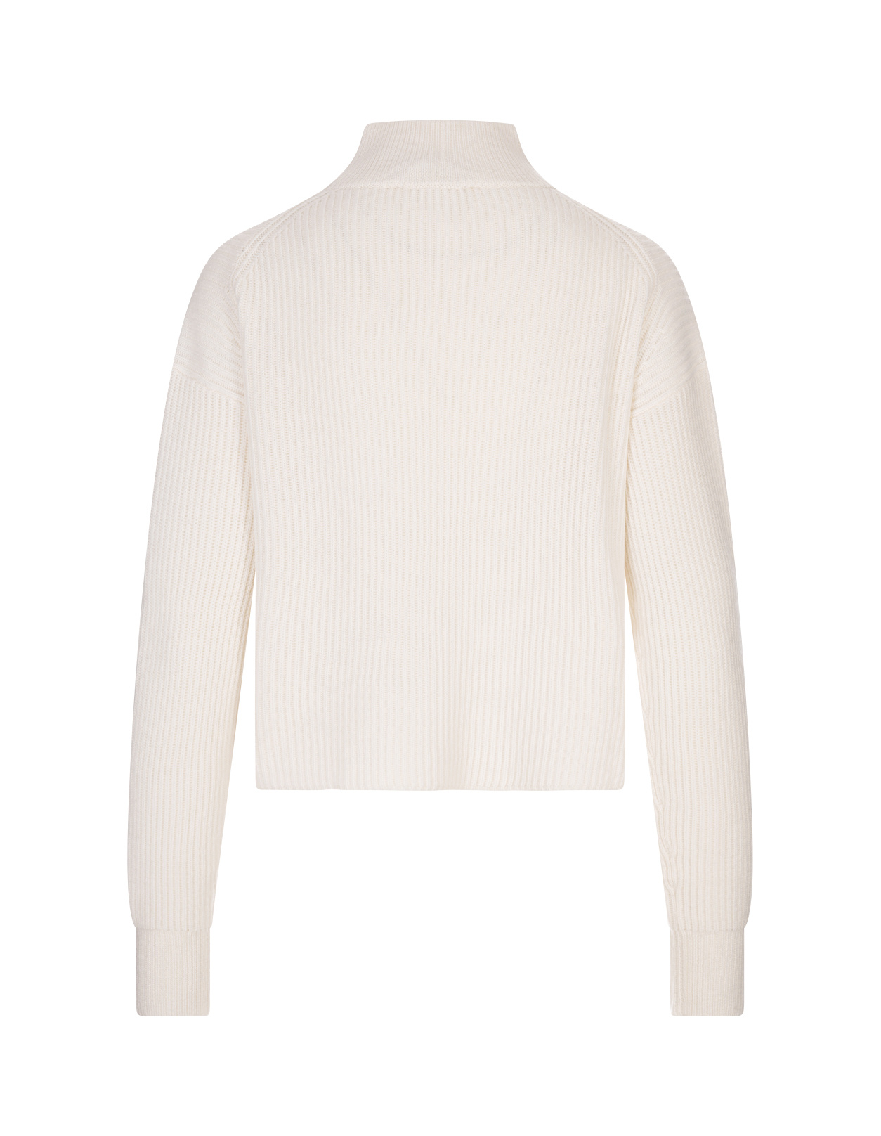 Max Mara Studio Mock Neck Ribbed Jumper In White
