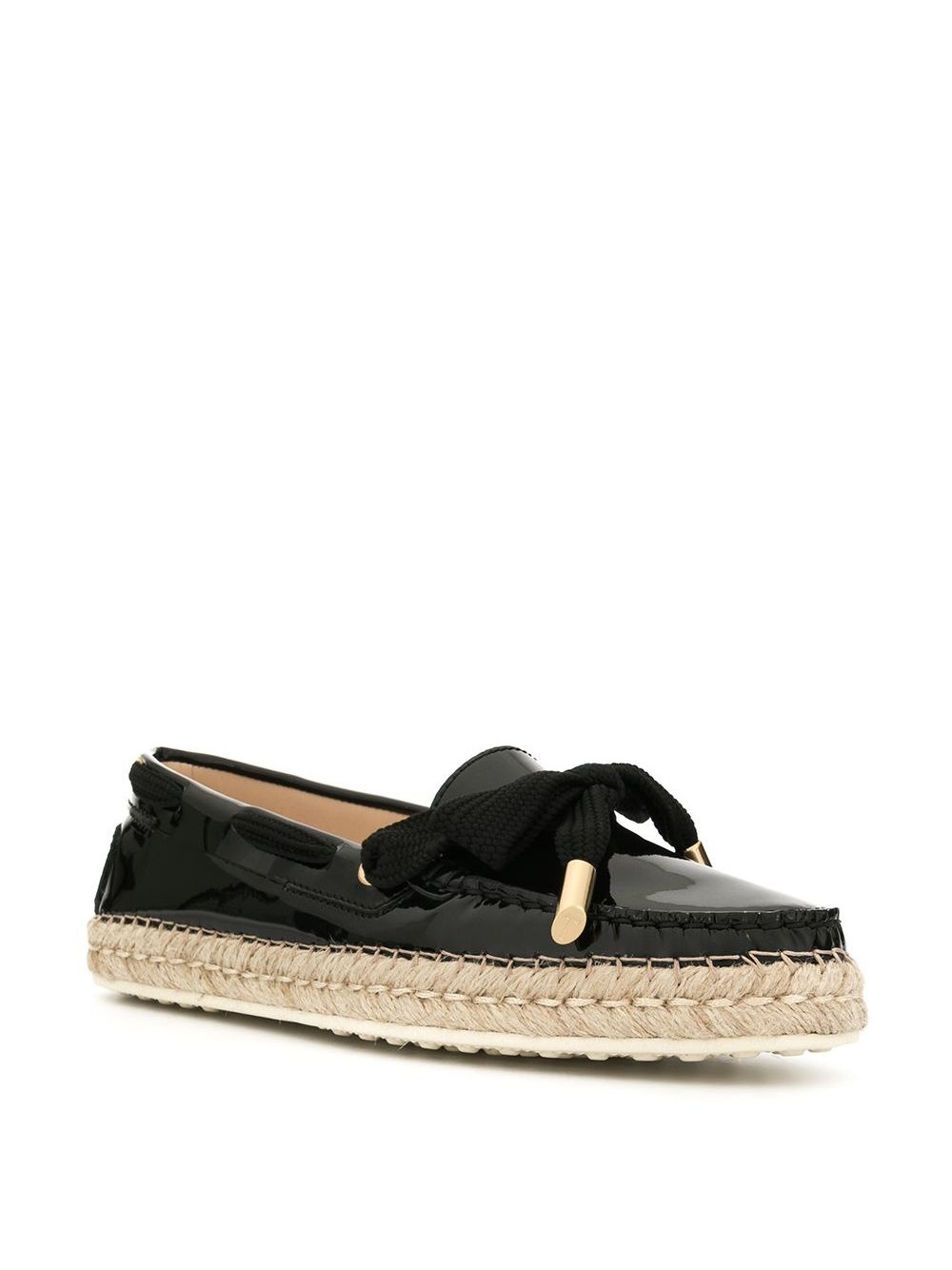 Tod's Gommino Braided Strap Straw Shoes In Black
