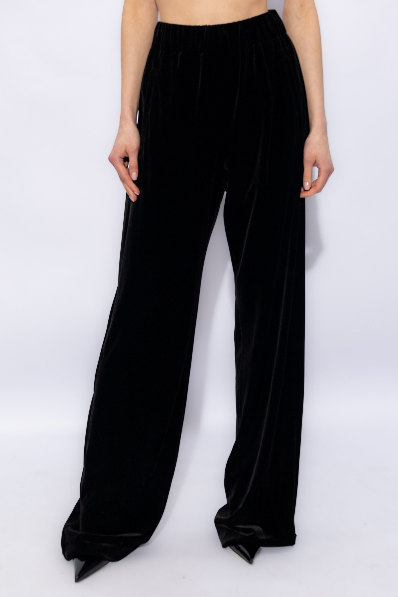 Dolce & Gabbana Velvet Elasticated Trousers In Black
