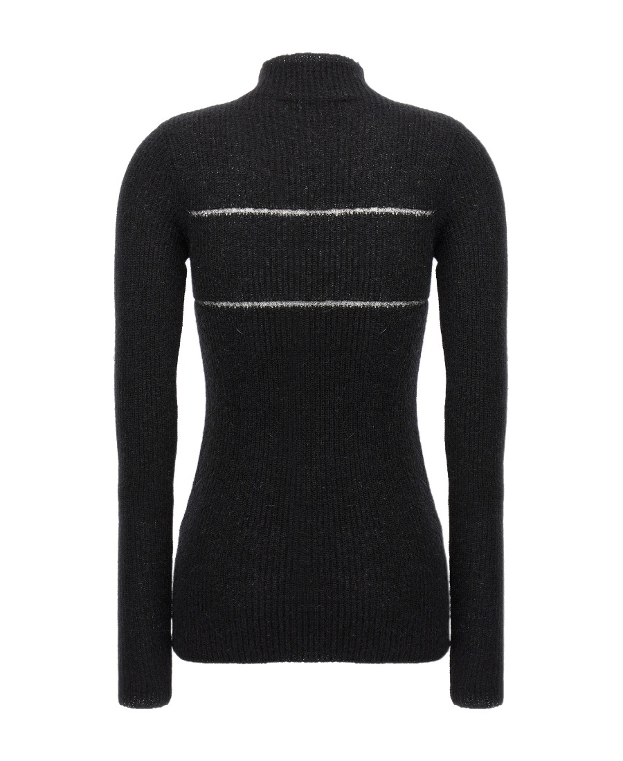 Msgm Knitwear Sweater Organza Insert In Black