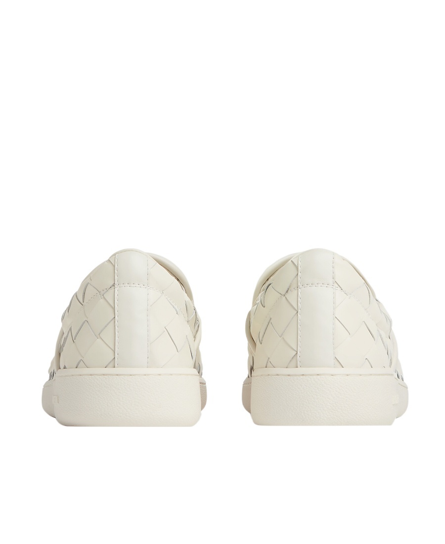 Bottega Veneta White Slip-on Sneakers With Intreccio Motif In Leather Man In White