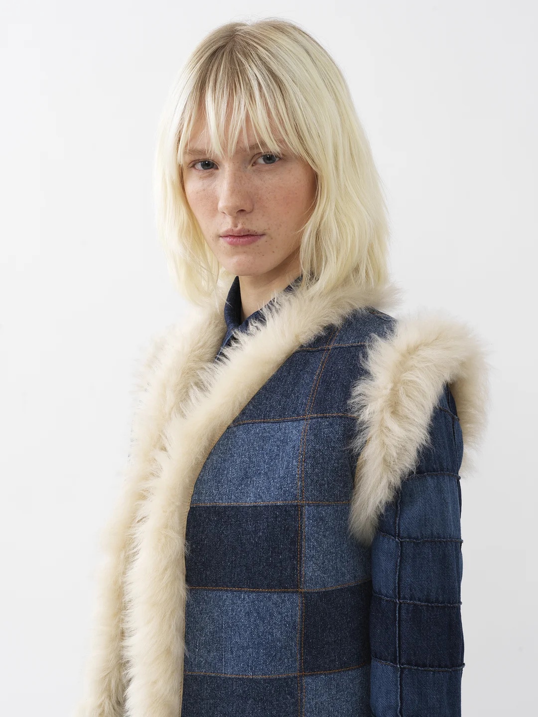 Chloé Patchwork-denim Reversible Gilet In Blue