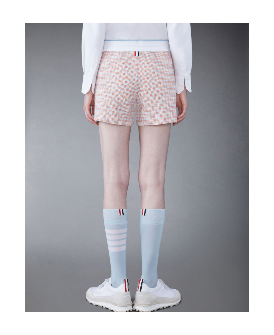 Shop Thom Browne Checked Tweed Track Shorts In Multicolor