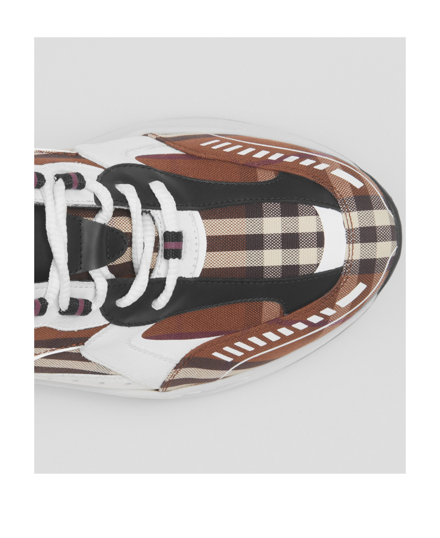 Burberry Sean Check-print Leather Low-top Trainers In White