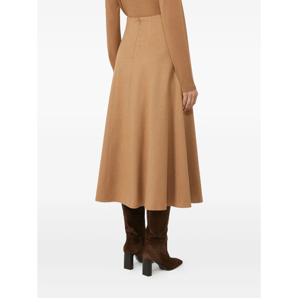 Max Mara Flared Midi Skirt Seam Detailing In Brown
