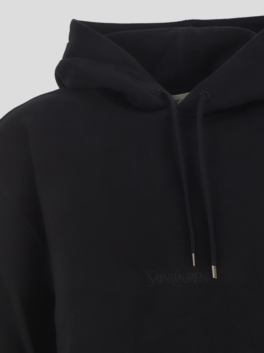 Saint Laurent Logo Hoodie In Black