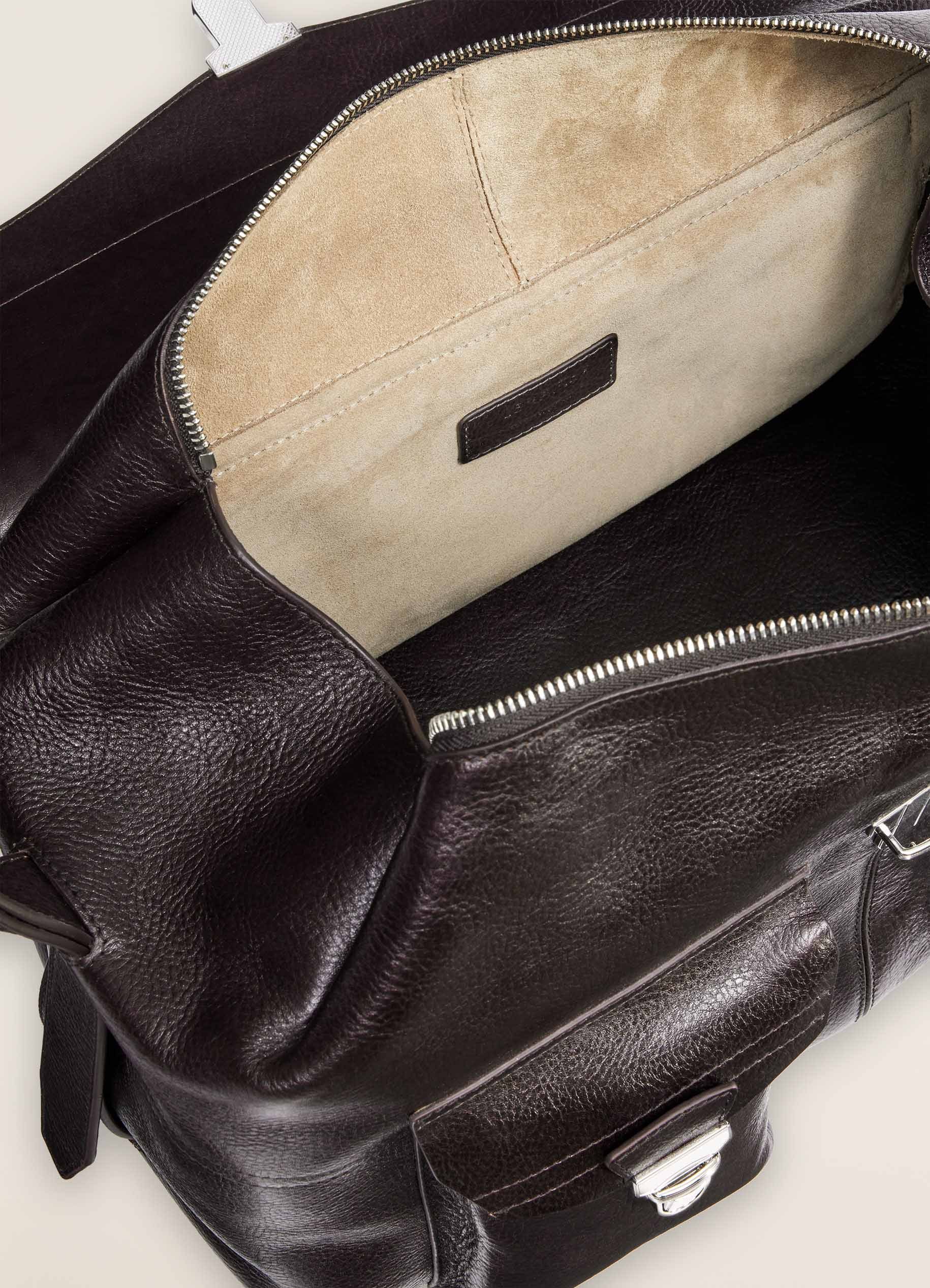 Lemaire Weekend Gear Leather Crossbody Bag With Pockets In Black