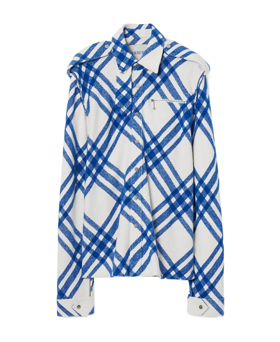 Burberry Plaid-check Button-up Shirt Jacket In Blue