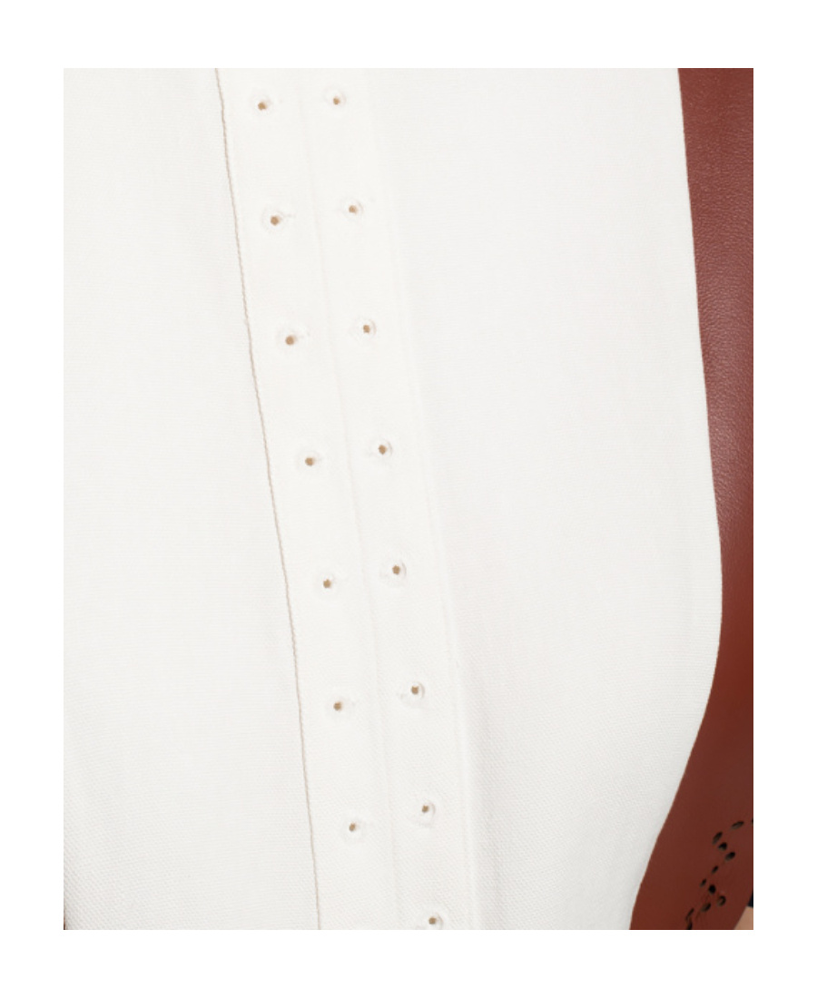 Chloé Chloe Soft Panama Aloe Linen Midi Drs M In White