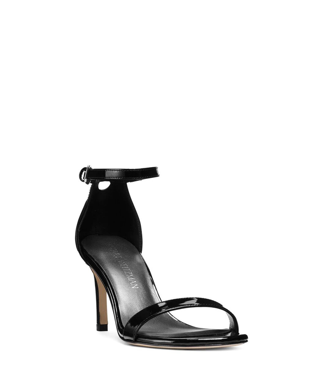 STUART WEITZMAN ONE-WORD BUCKLE HIGH-HEELED SANDALS