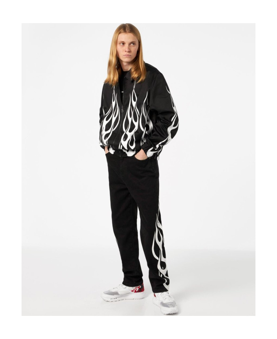 Vision Of Super Flame-print Zipped Jacket In Black