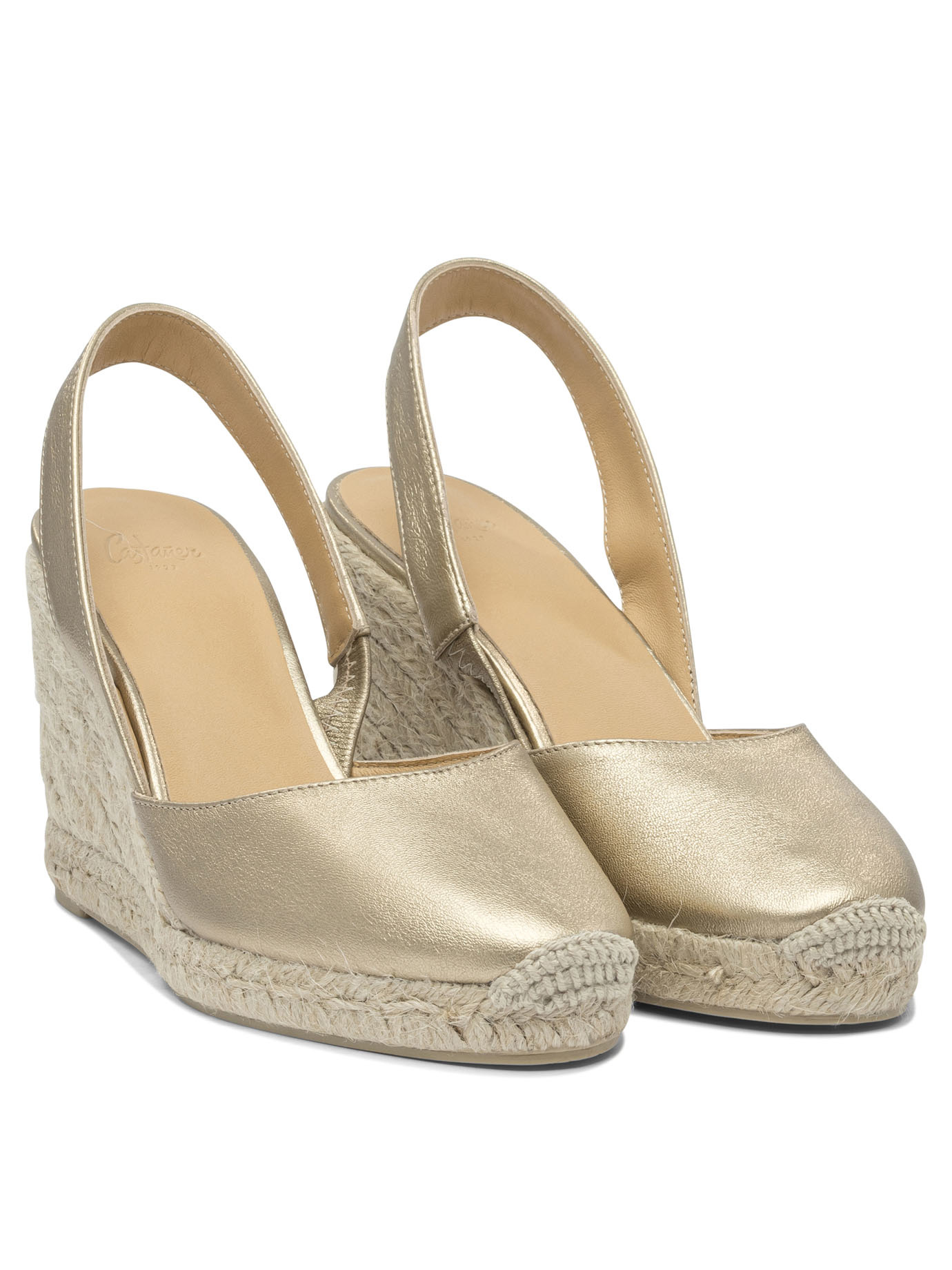 Castaã±er Square Toe Wedge Sandals In Brown