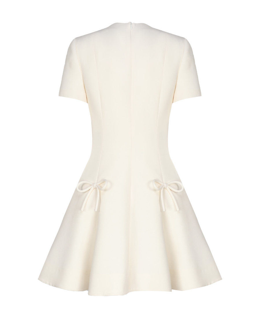 Valentino Round-collar Short-sleeve Dress In White