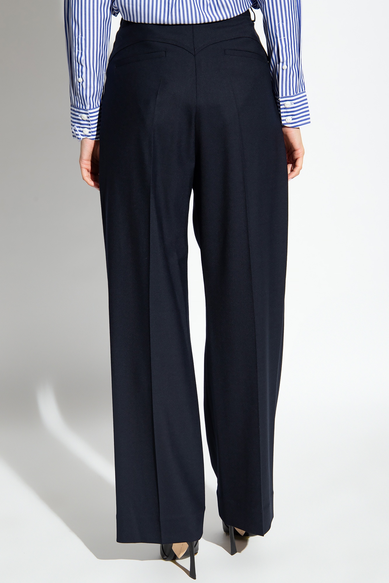 Victoria Beckham Pleat-detailing Wide-leg Trousers In Black