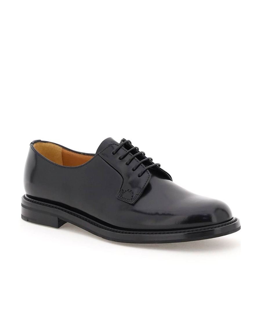 Church's Polished Black Leather Derby Shoes With Rounded Toe