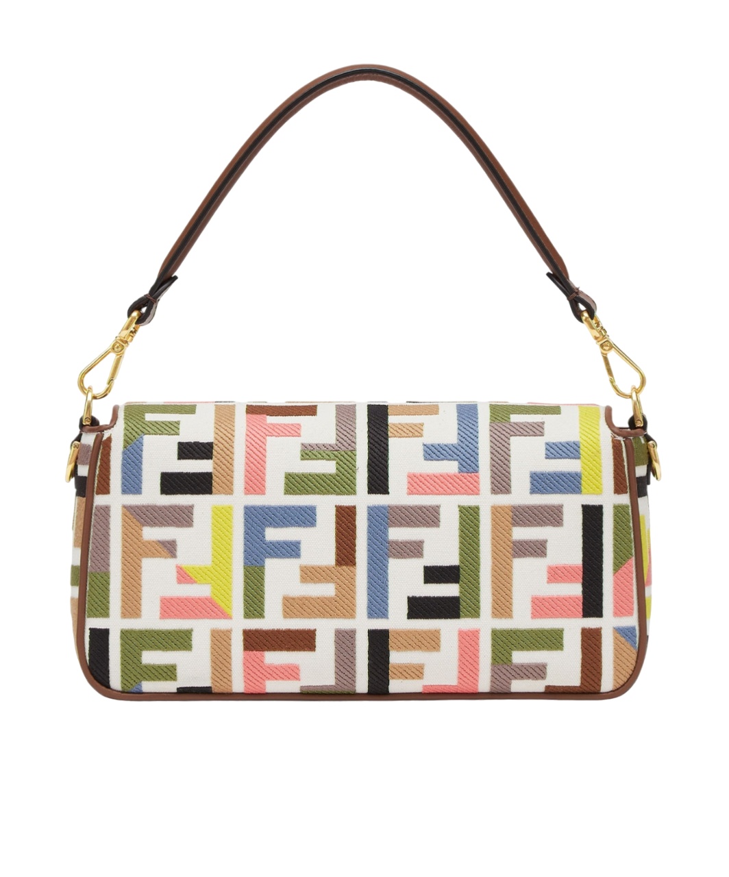 Shop Fendi Baguette Canvas Shoulder Bag In Multicolor