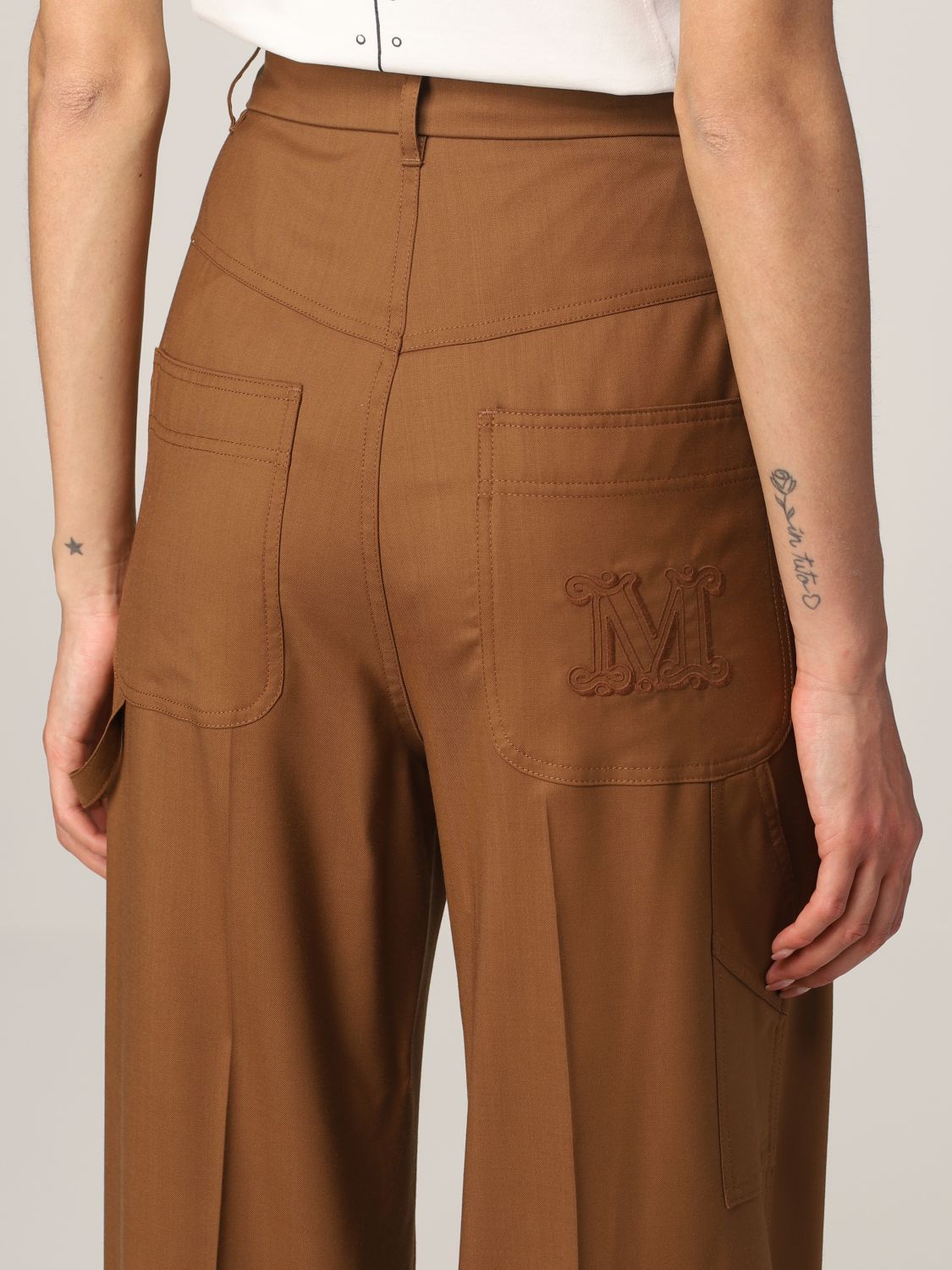 Max Mara Spliced Design Casual Pants In Brown