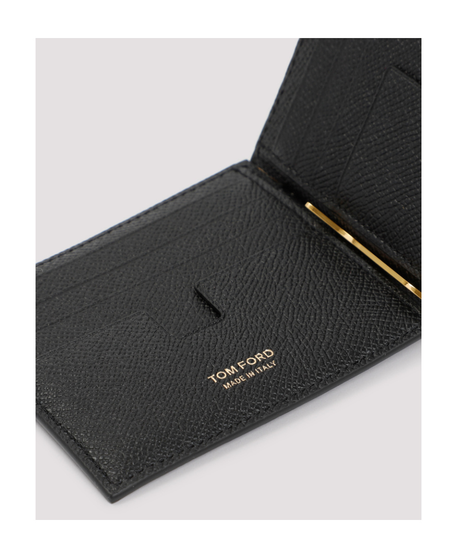 Tom Ford Folded Card Holder Textured Finish In Black