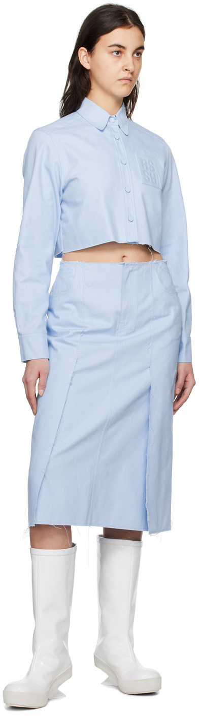 RAF SIMONS HIGH-WAISTED DENIM MIDI SKIRT