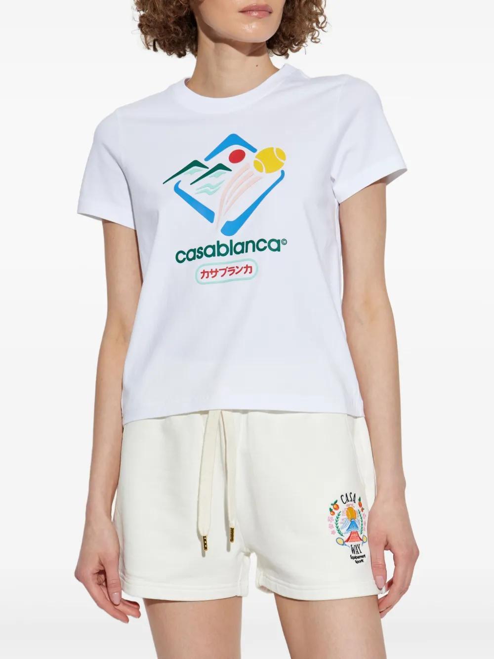 Casablanca Montagne Sportif Cropped T-shirt In White