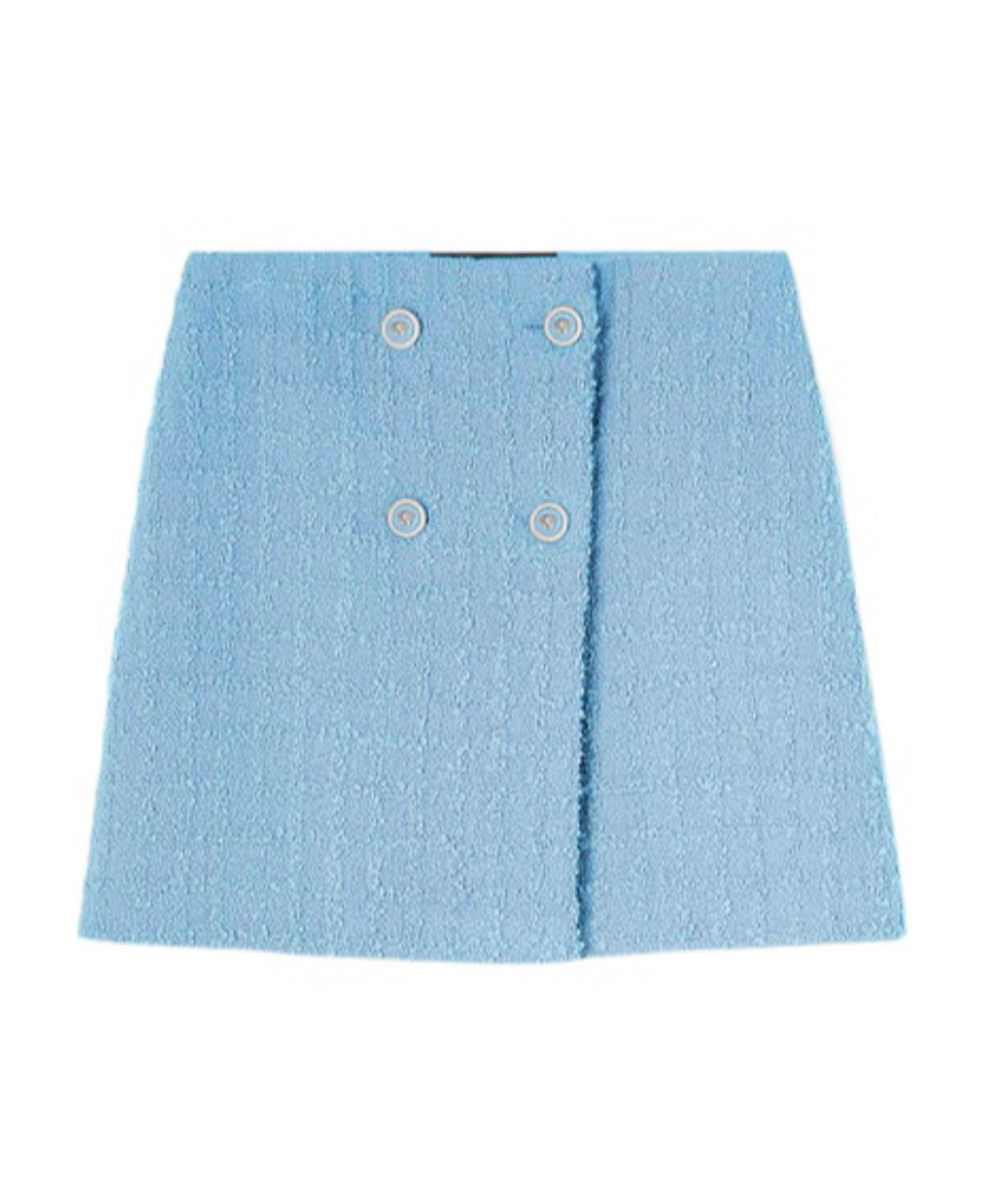 Versace Tweed High-waist Skirt In Blue