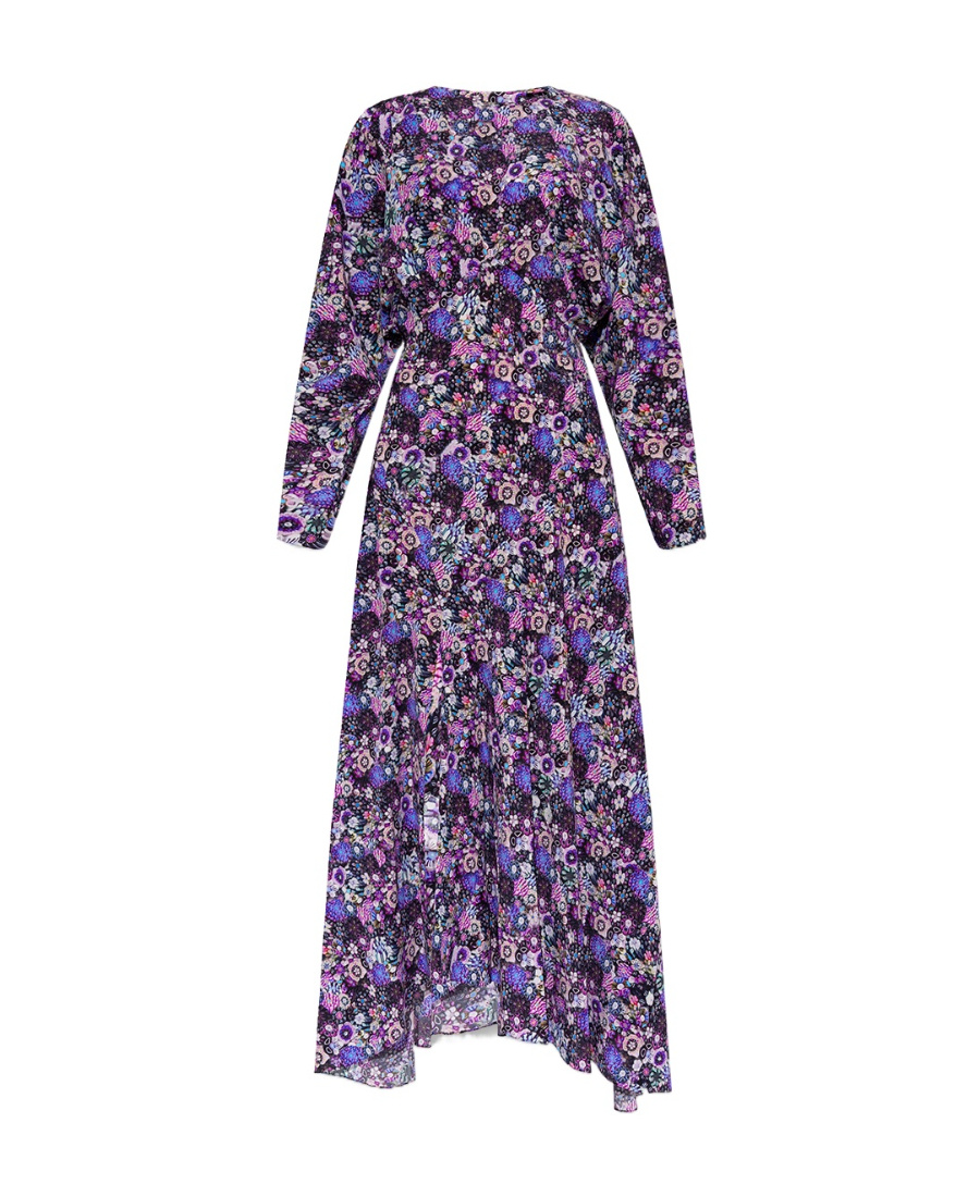 Isabel Marant Silk Blend Sadler Dress With Floral Pattern In Purple