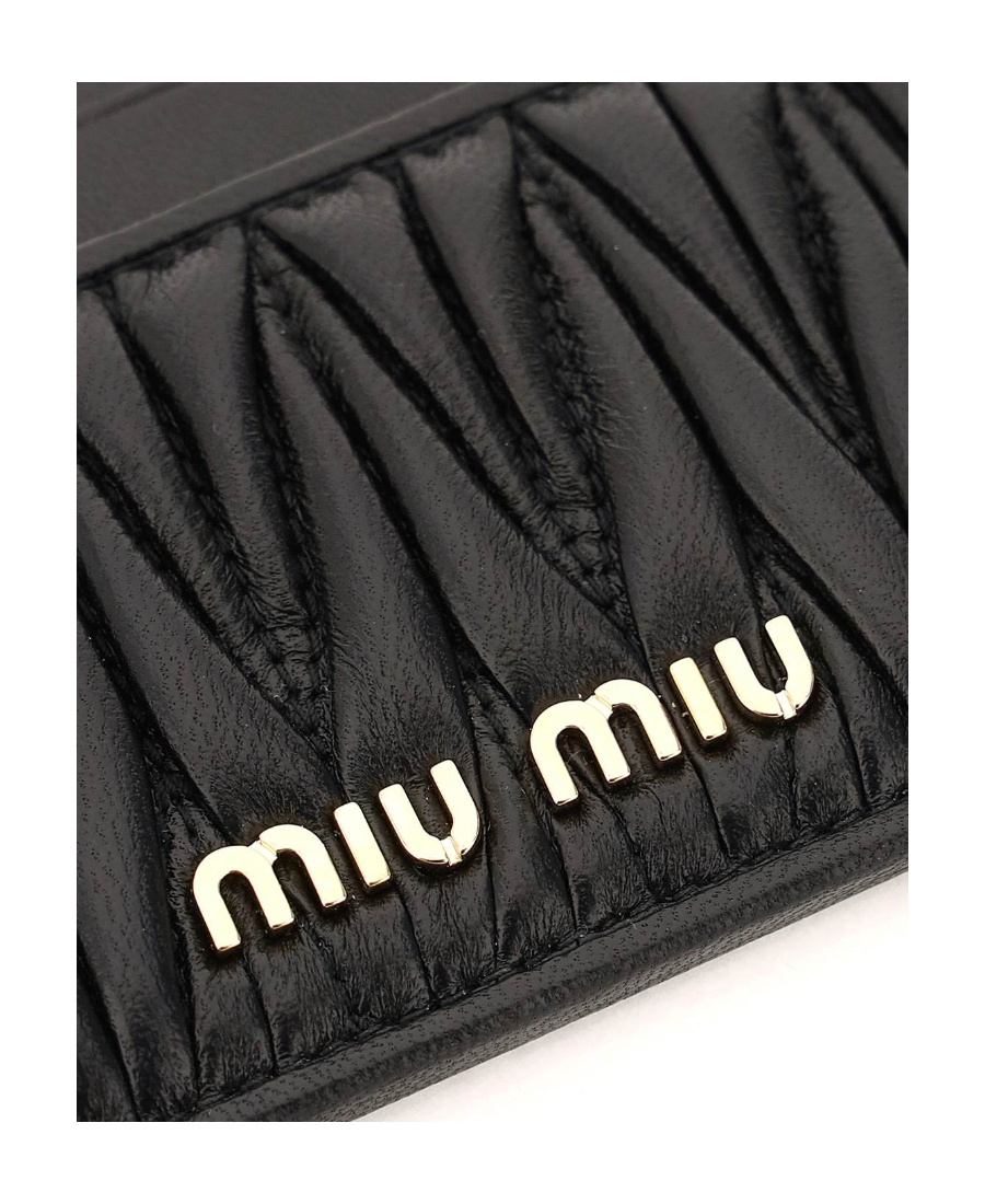 Shop Miu Miu Matelassé Nappa Leather Card Holder In Black