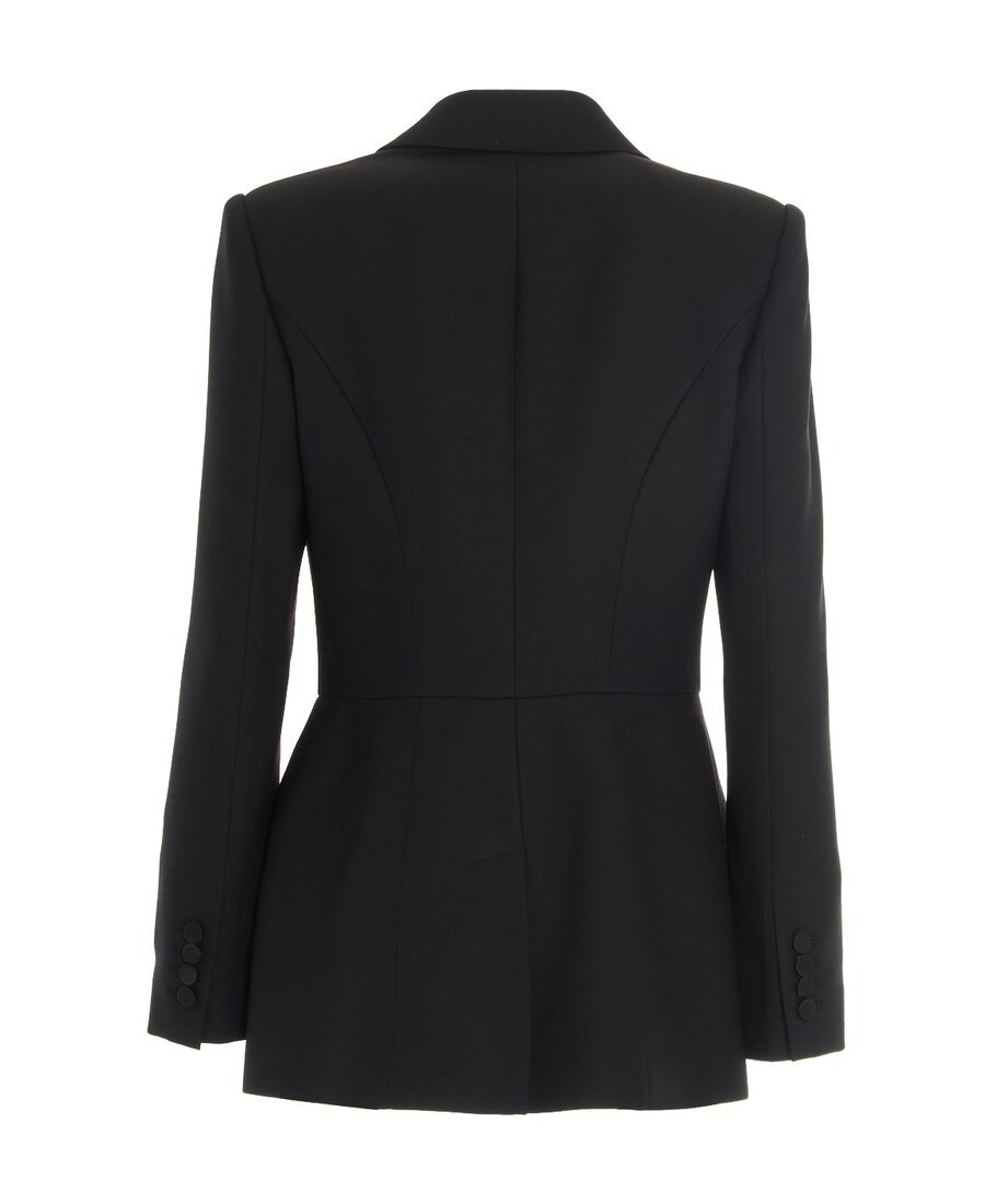 Alexander Mcqueen Mcqueen Double-breasted Blazer With Satin Details In Black