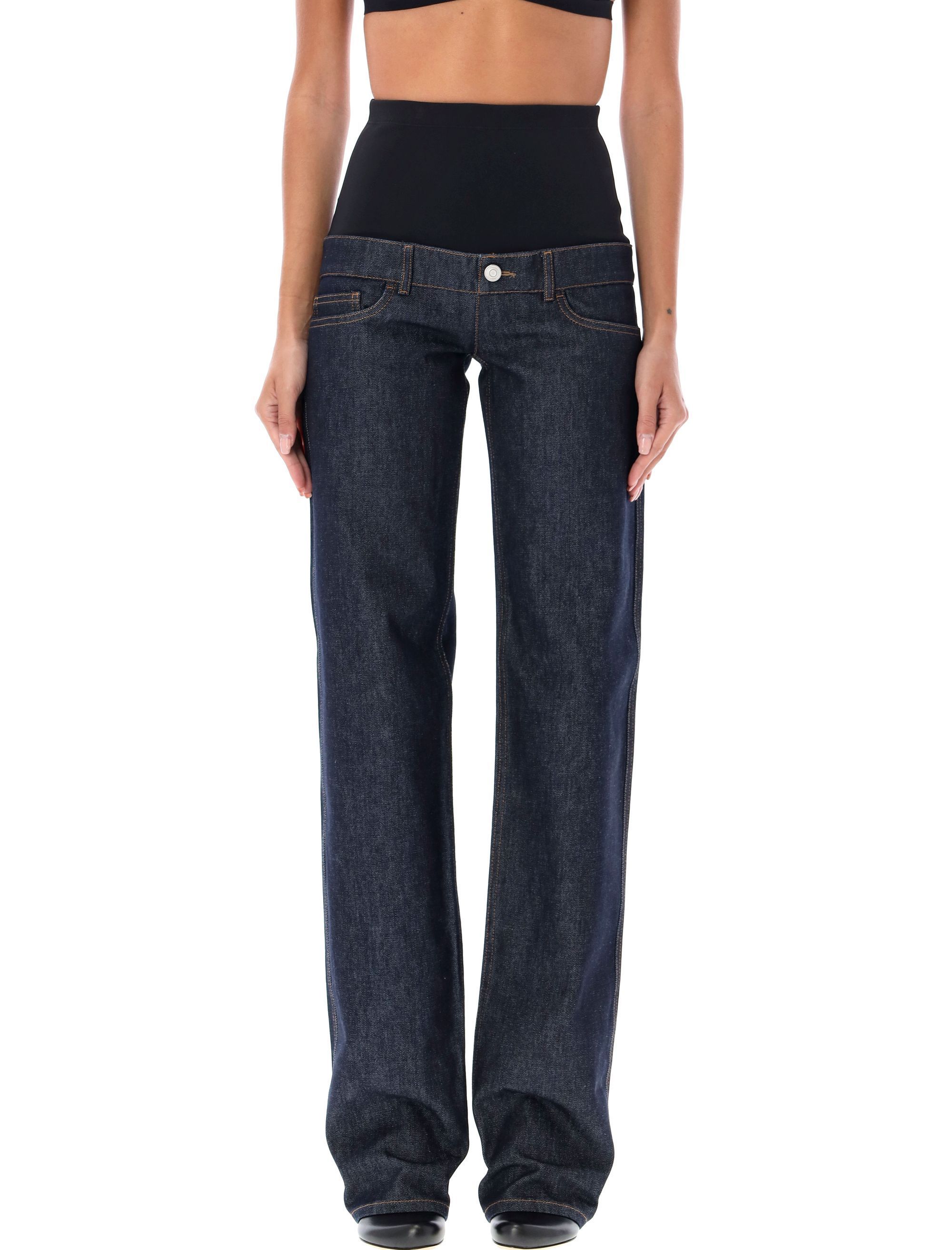Coperni Hybrid Jersey Denim Trousers In Black
