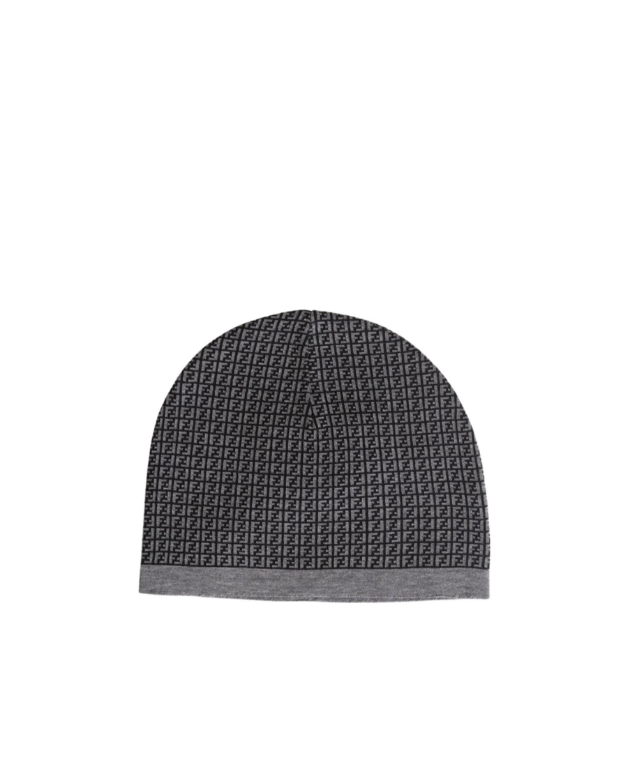 Fendi Ff Pattern Wool Cold Cap In Black