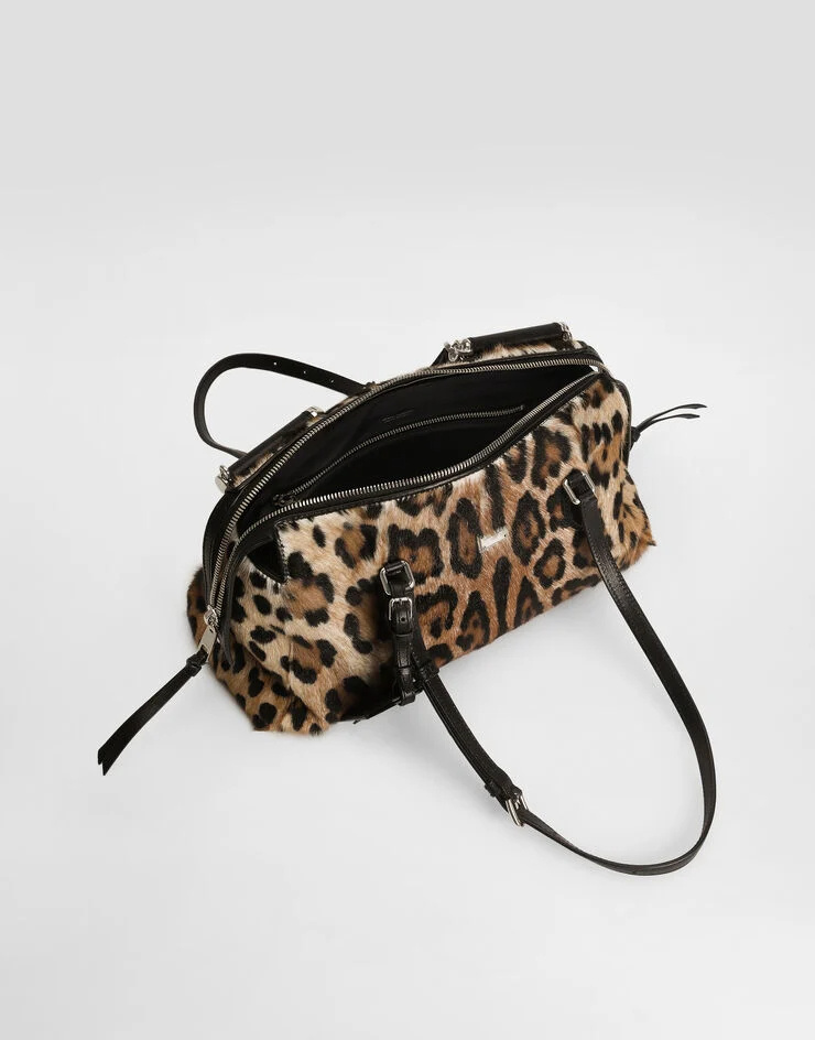 Dolce & Gabbana Leo-print Vittoria Bag In Brown