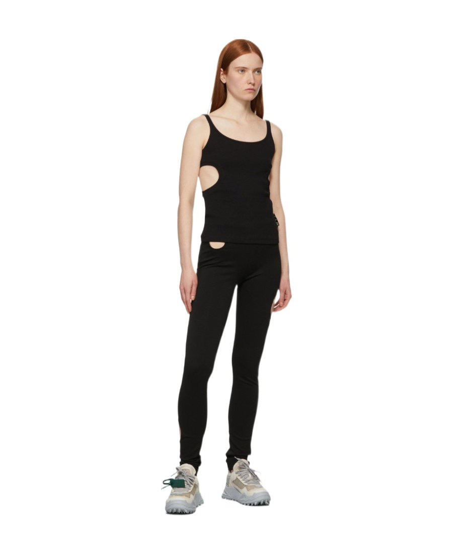 Off-white Ribbed Stretch Cotton Meteor Tank Top In Black