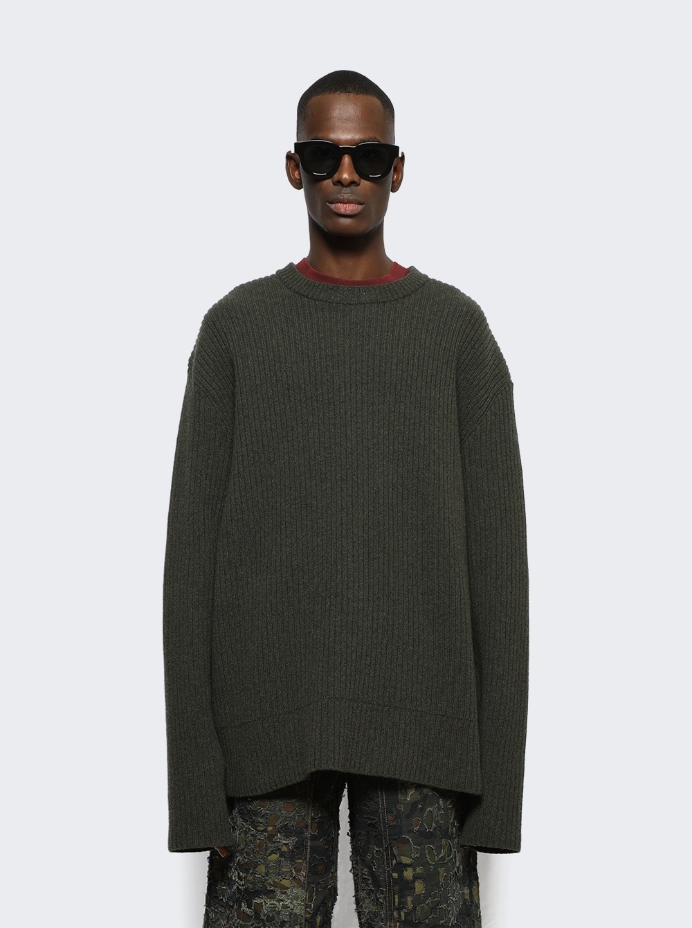 Givenchy Ribbed-knit Wool Crew-neck Jumper In Green