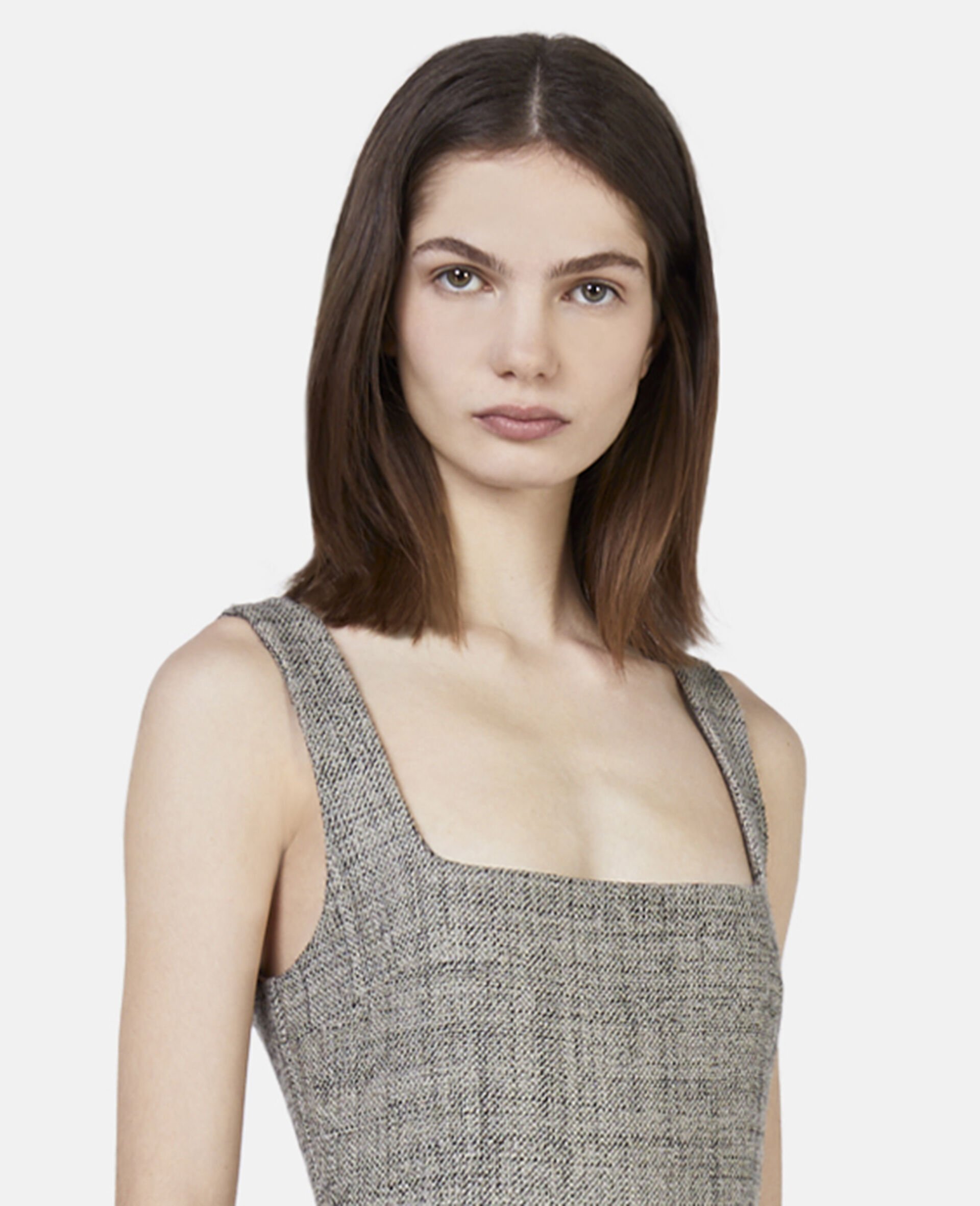 Stella Mccartney Wool Mouline Asymmetric Dress In Gray