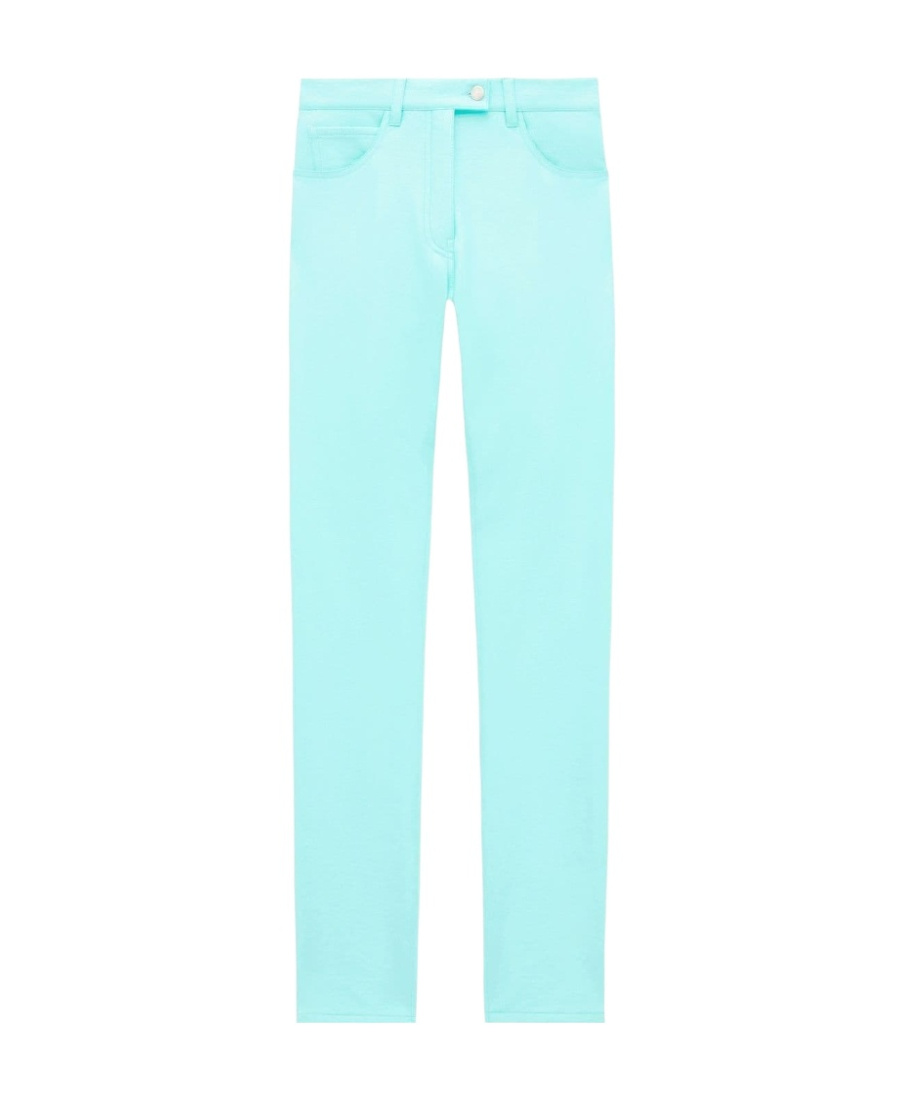 Shop Courrèges Vinyl Five-pocket Trousers In Blue